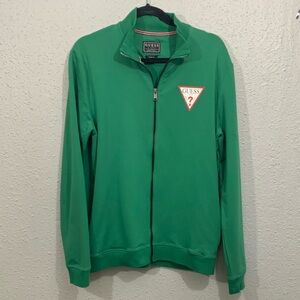 Guess Green Full Zip Slim Fit French Terry Long Sleeve Jacket size M